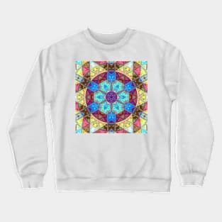 Mosaic Mandala Blue Pink and Yellow Crewneck Sweatshirt